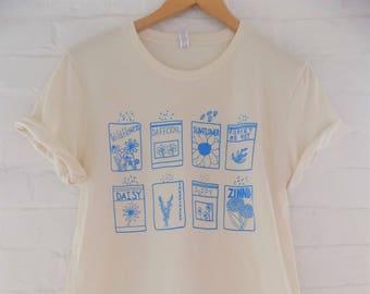 Flower T-Shirt, Garden Shirt, Screen Print Shirt, Soft Style Tee