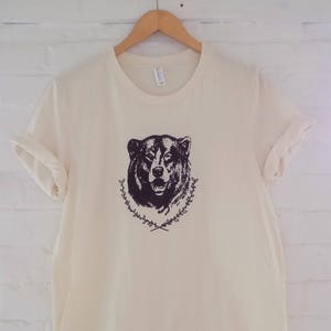 Bear T-Shirt, Camping Tee, Screen Print Shirt, Soft Style Tee image 1