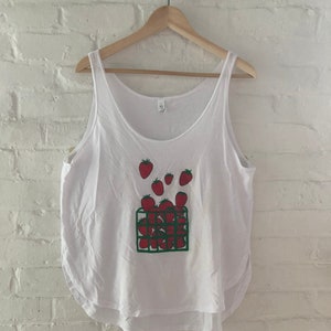 Strawberry Shirt, Foodie Tee, Screen Printed T Shirt, Tank Top, Graphic Tee