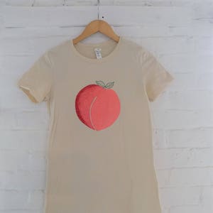 Peach T-Shirt, Food Shirt, Screen Printed T Shirt, Soft style tee, Ladies Tee