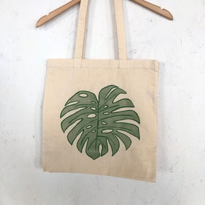 Plant Tote Bag, Market Tote, Plant Lady Tote,  Screen Printed Cotton Reusable Bag, Monstera