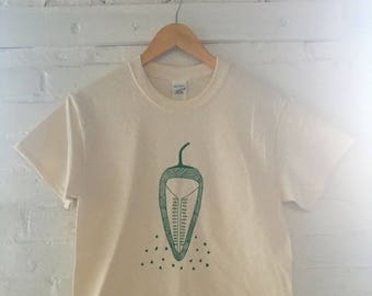 Pepper T-Shirt, Food Shirt, Vegetable Shirt, Screen Printed T Shirt, Foodie Gift, Gardening Gift