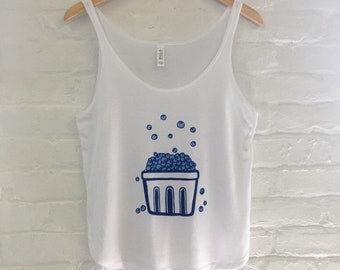 Blueberry Shirt, Foodie Tee, Screen Printed T Shirt, Tank Top, Blueberry Tank