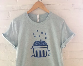 Blueberry Shirt, Foodie Gift, Gardening Gift, Screen Printed T Shirt, Soft Style Tee