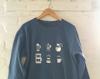 Coffee Sweatshirt, Screenprinted Sweatshirt, Coffee Lover Gift, Foodie Gift