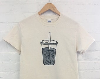 Coffee T-Shirt, Food Shirt, Coffee Gift, Screen Printed T Shirt, Clothing Gift, Foodie Gift, Iced Coffee