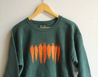 Carrot Sweatshirt, Garden Sweatshirt, Screenprinted Sweatshirt, Gardening Gift, Foodie Gift