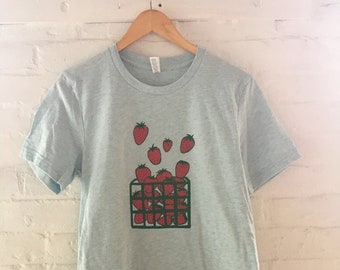 Strawberry Shirt, Foodie Gift, Gardening Gift, Screen Printed T Shirt, Soft Style Tee