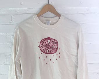 Pomegranate T-Shirt, Fruit Shirt, Food Shirt, Screen Printed T Shirt, Long Sleeve shirt