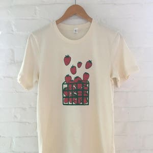 Strawberry Shirt, Foodie Gift, Gardening Gift, Screen Printed T Shirt, Soft Style Tee