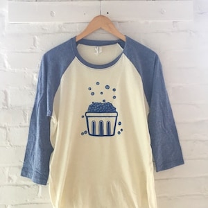 Blueberry Shirt, Raglan Shirt, Gardening Gift, Screen Printed T Shirt, Clothing Gift, Foodie Gift