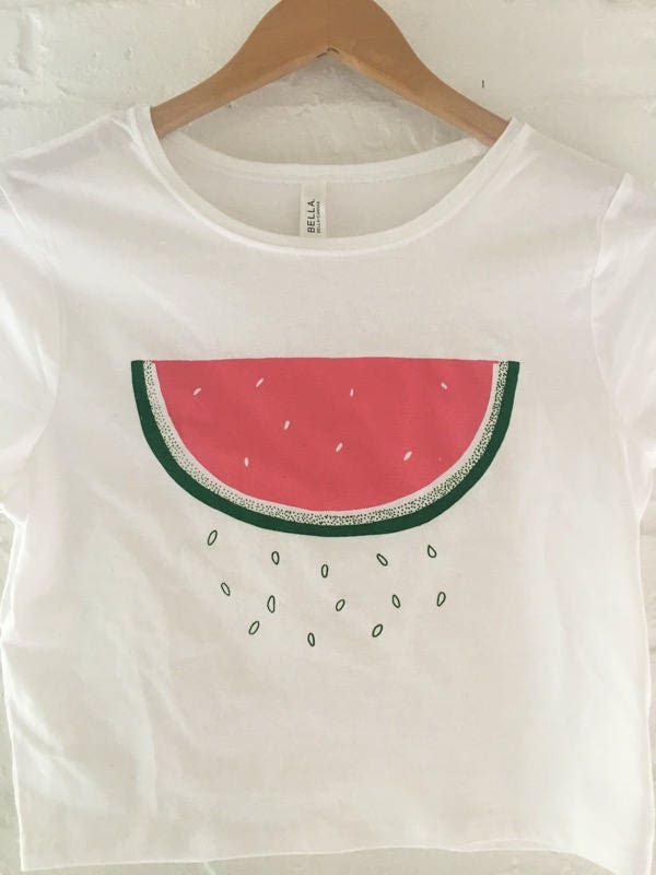 Watermelon Crop Top, Watermelon Shirt, Screen Printed T Shirt 