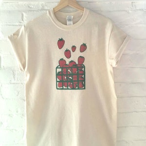 Strawberry Shirt, Screen Print T-Shirt, Graphic Tee, Foodie Clothing Gift image 3