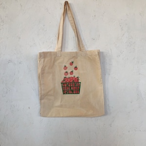 Tomato Tote Bag, Screen Printed Cotton Reusable Bag, Market Tote, Food Bag