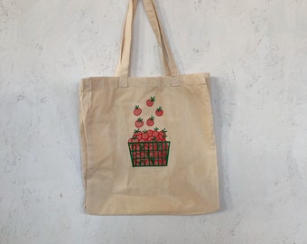 Borsa Tote Tomato: Borsa da spesa in cotone serigrafato