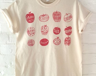 Apple Garden Food Screen Print T-Shirt, Foodie Gardening Clothing Gift, Graphic Tee