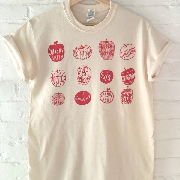 Apple Garden Food Screen Print T-Shirt, Foodie Gardening Clothing Gift, Graphic Tee