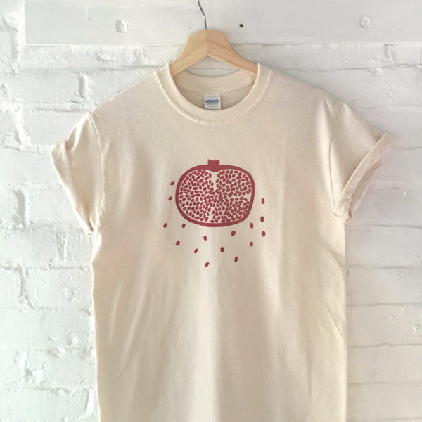 Granaatappel T-shirt, fruitshirt, tuincadeau, schermbedrukt T-shirt, kledingcadeau, foodiecadeau