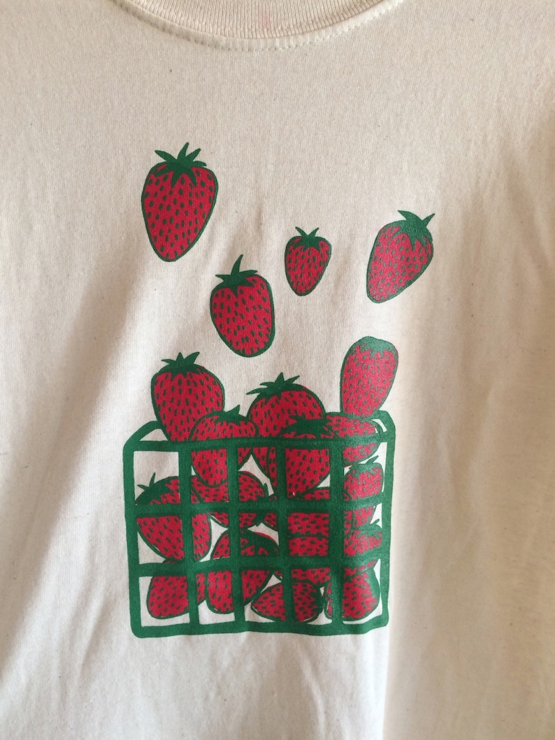 Strawberry Shirt, Screen Print T-Shirt, Graphic Tee, Foodie Clothing Gift image 5