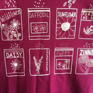 Flower Shirt, Screen Printed T Shirt, Garden Shirt, Gardening Gift image 2