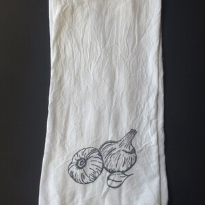 Garlic Tea Towel, Screen Printed Flour Sack Towel image 1