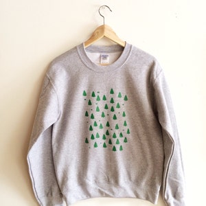 Forest Sweatshirt, Camping Sweatshirt, Screenprinted Sweatshirt, Forest, Trees, Clothing Gift image 1