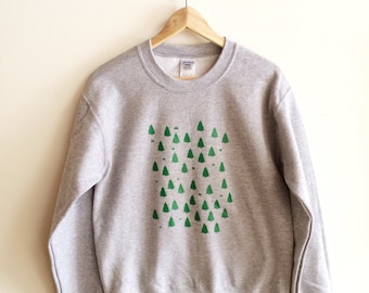 Forest Sweatshirt, Camping Sweatshirt, Screenprinted Sweatshirt, Forest, Trees, Clothing Gift