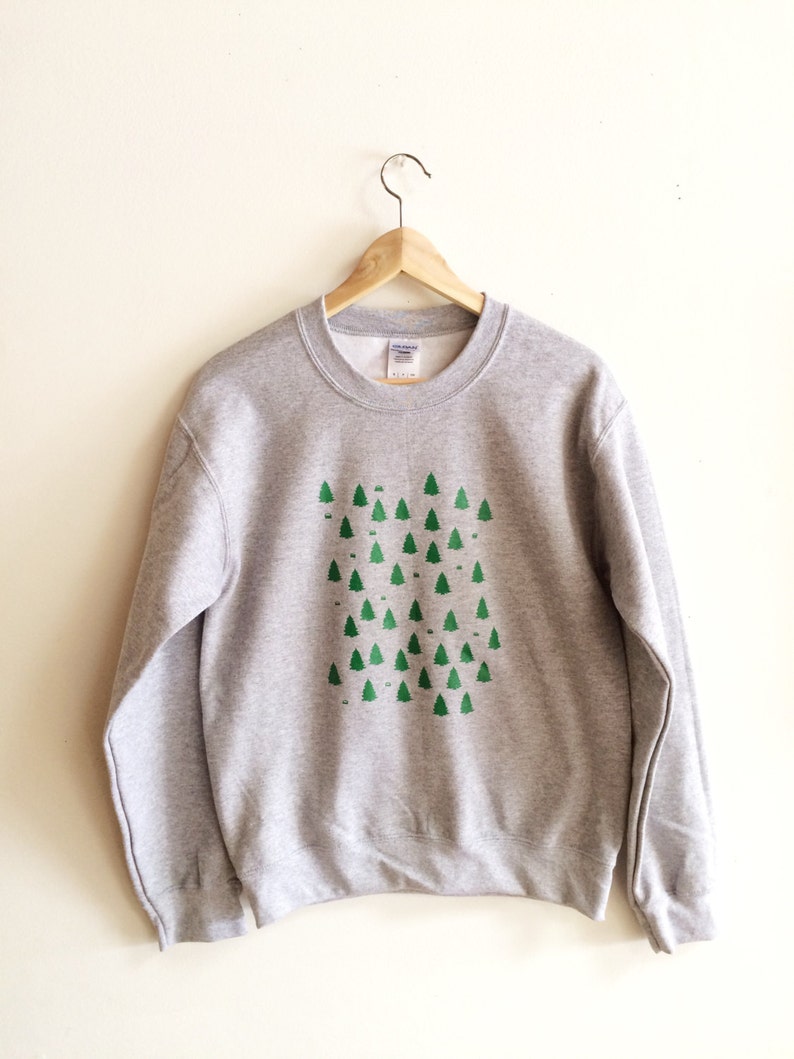 Forest Sweatshirt, Camping Sweatshirt, Screenprinted Sweatshirt, Forest, Trees, Clothing Gift image 1