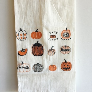 Pumpkin Tea Towel, Halloween Tea Towel, Flour Sack Tea Towel, Hostess Gift
