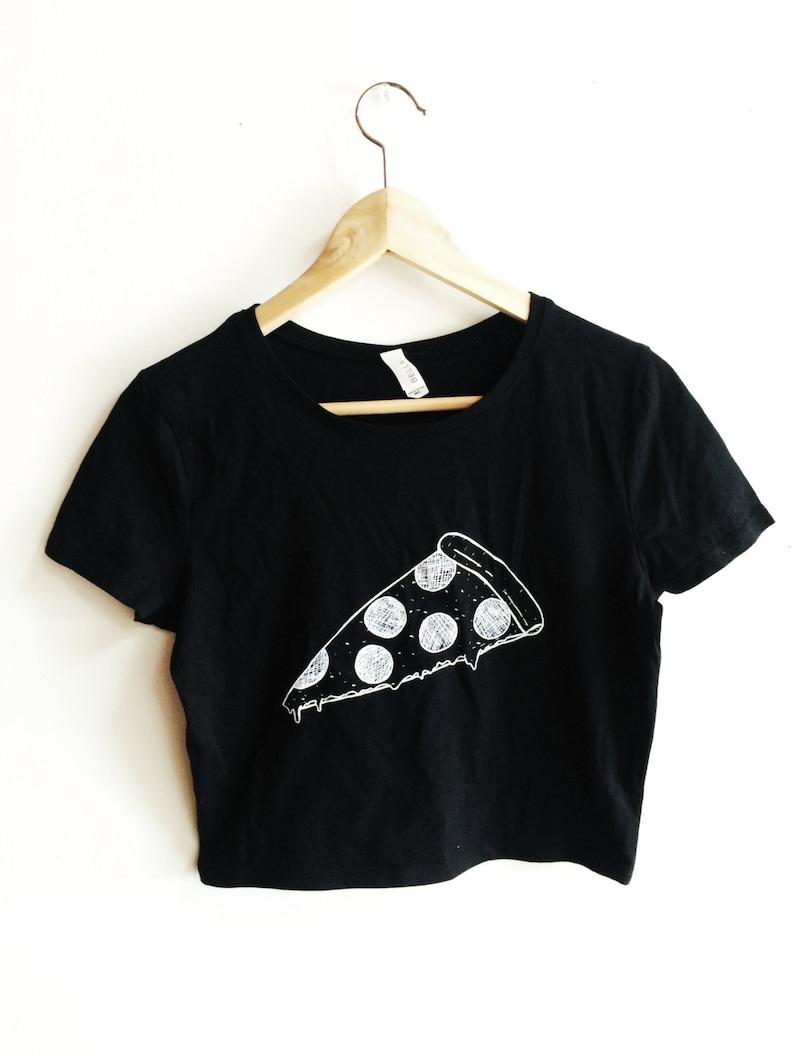 Pizza Shirt, Food Shirt, Crop Top, Pizza Crop Top, Screen Printed Crop Top image 1