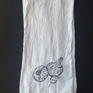 Garlic Tea Towel, Screen Printed Flour Sack Towel image 2