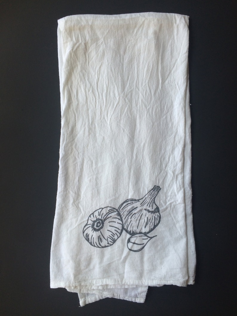 Garlic Tea Towel, Screen Printed Flour Sack Towel image 2