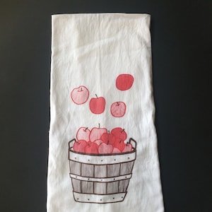 Apple Tea Towel, Screen Printed Flour Sack Towel