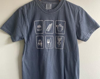 Garden T-Shirt, Veggie Screen Printed Shirt, Gift, Gardening Gift, Comfort Wash