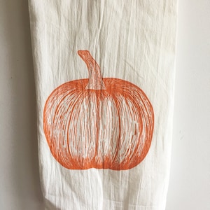 Pumpkin Tea Towel, Halloween Towel, Flour Sack Towel, Hostess Gift, Foodie Gift