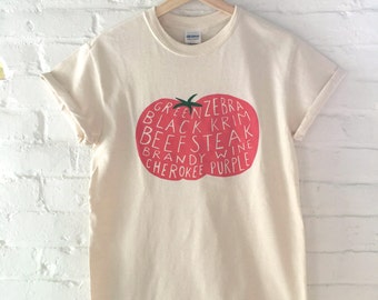 Tomato T-Shirt, Food Shirt, Garden Shirt, Vegetable Shirt, Screen Printed T Shirt, Vegetable Print