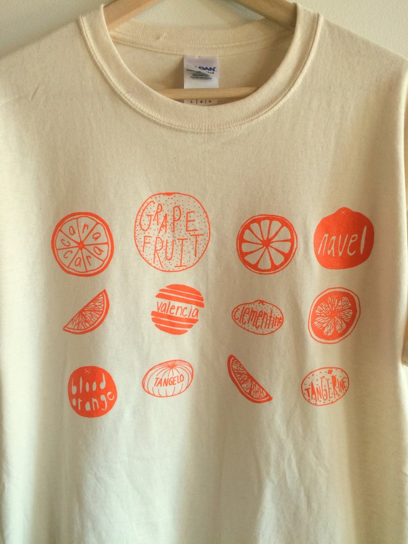 Oranges Food Screen Printed T-Shirt, Graphic Tee image 2