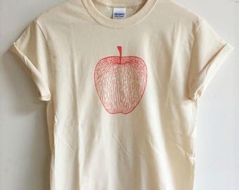 Apple T-Shirt, Foodie Gift, Screen Printed T Shirt, Clothing Gift, Gardening Gift