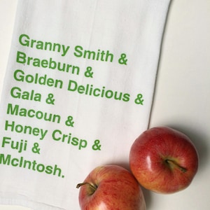 Apple Tea Towel, Screen Printed Flour Sack Towel