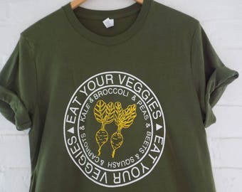 Veggie T-Shirt, Food Shirt, Vegetable Shirt, Screen Print Shirt, Gardening Gift, Foodie Gift, Soft Style Tee