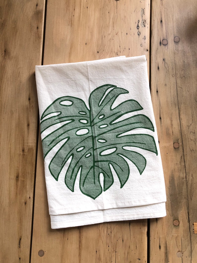 Plant Tea Towel, Plant Lover Gift, Hostess Gift, Plant Lady, Monstera image 2