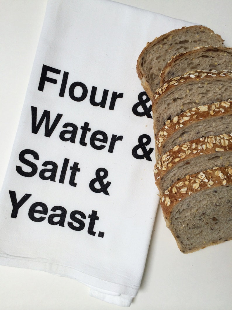 Tea Towel, Bread Tea Towel, Screen Printed Flour Sack Towel image 1