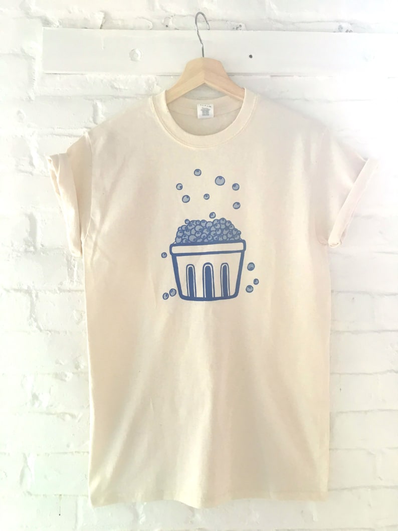 Blueberry T-Shirt, Food Shirt, Graphic Tee, Screen Printed T Shirt, Foodie Gift image 1