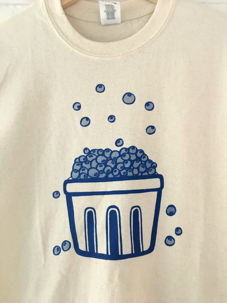 Blueberry T-Shirt, Food Shirt, Graphic Tee, Screen Printed T Shirt, Foodie Gift image 4