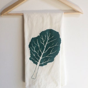 Kale Tea Towel, Screen Printed Flour Sack Towel image 3