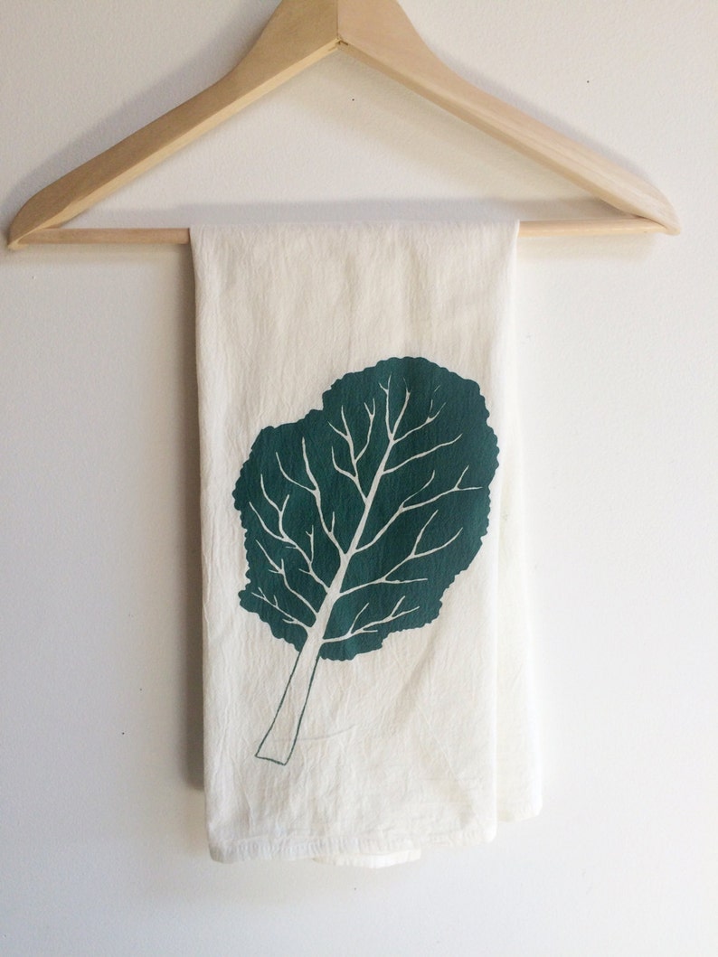Kale Tea Towel, Screen Printed Flour Sack Towel image 3