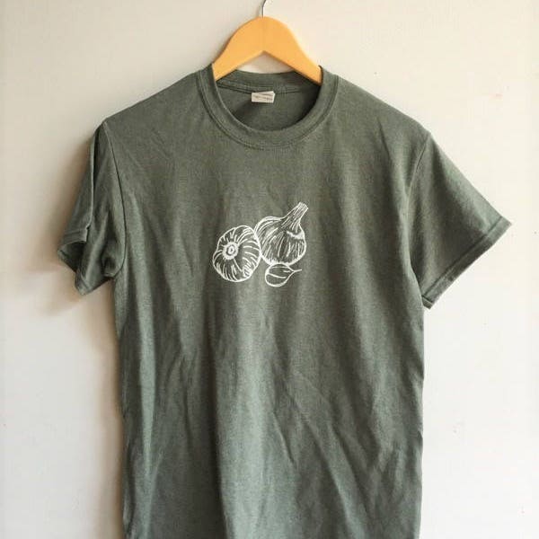 Garlic T-Shirt, Garden Shirt, Screen Printed T Shirt, Clothing Gift, Foodie Gift