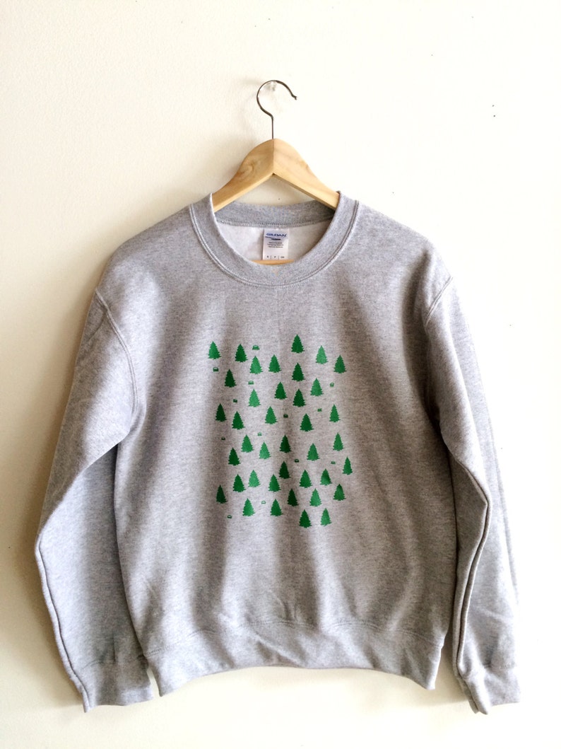 Forest Sweatshirt, Camping Sweatshirt, Screenprinted Sweatshirt, Forest, Trees, Clothing Gift image 3