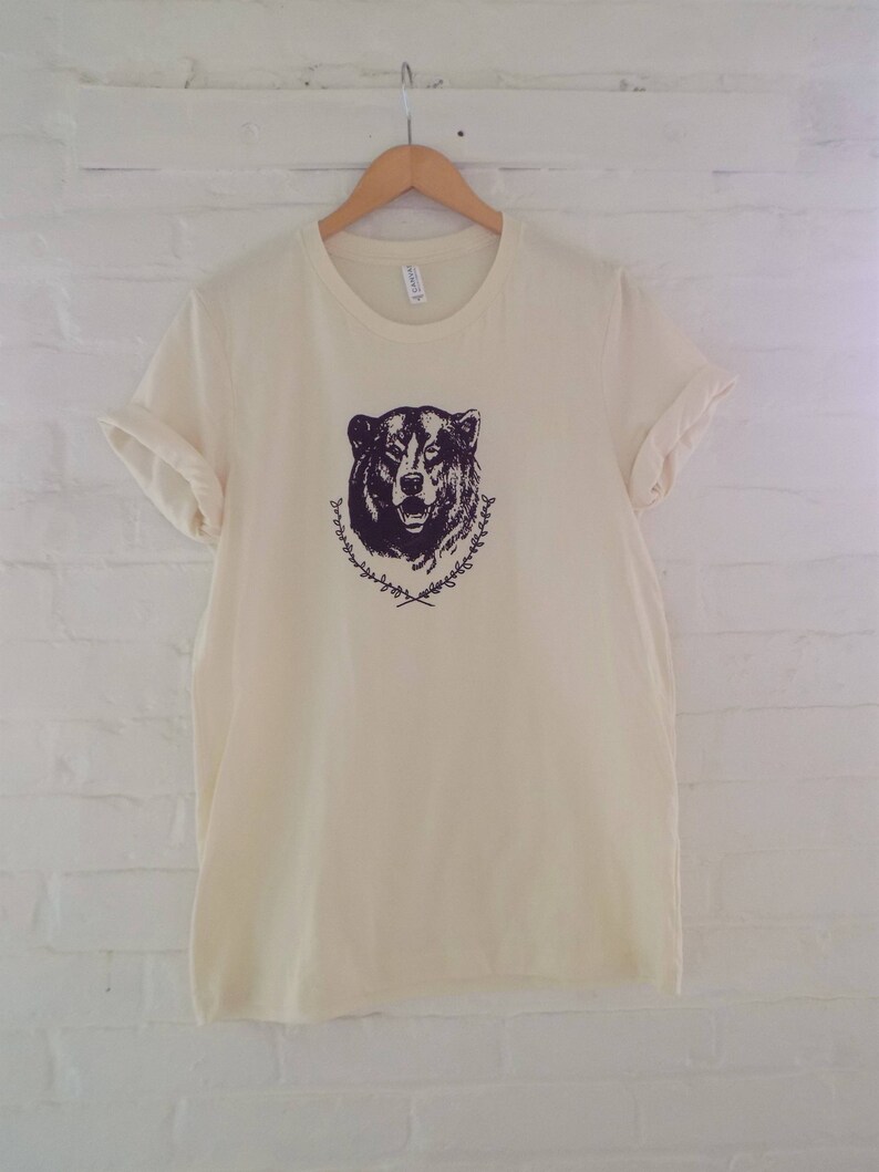 Bear T-Shirt, Camping Tee, Screen Print Shirt, Soft Style Tee image 2