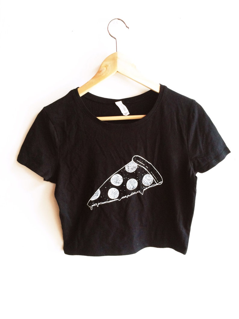 Pizza Shirt, Food Shirt, Crop Top, Pizza Crop Top, Screen Printed Crop Top image 4